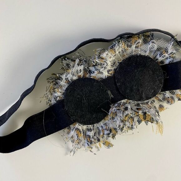 Cheetah Print Frayed Rosettes on Soft Elastic Headband and Rhinestone Center - Picture 6 of 6